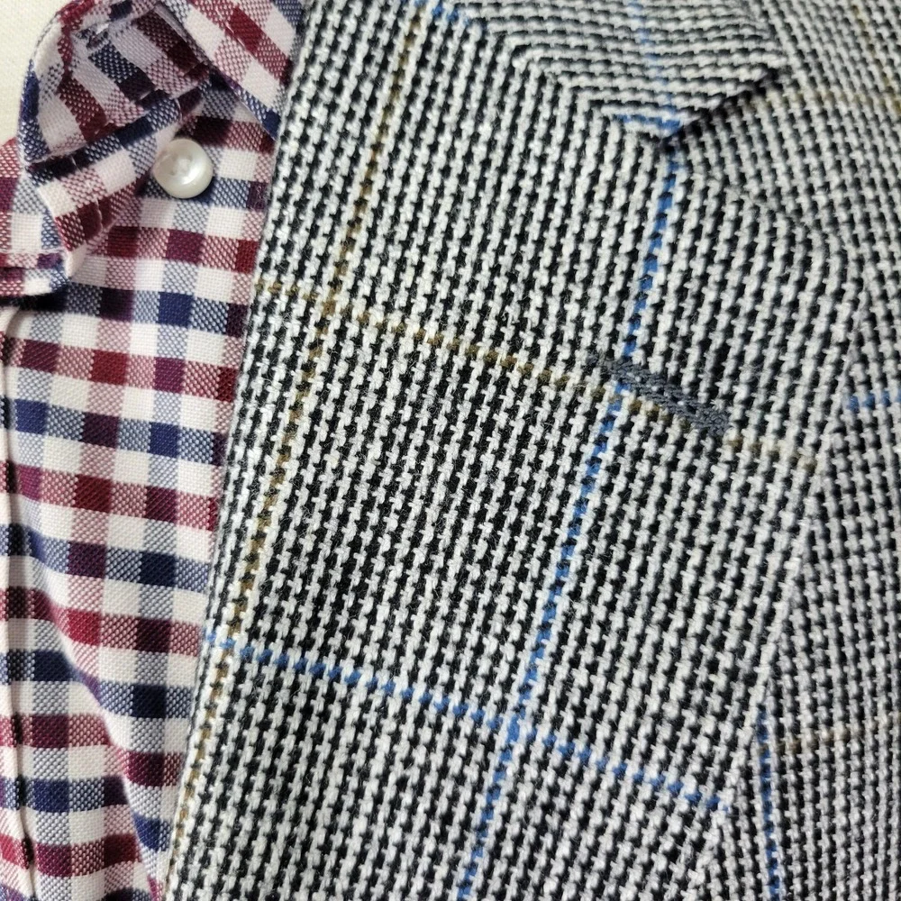 VTG Stafford Men's Sport‎ Coat Blazer Two Button Gray Plaid Size 42L